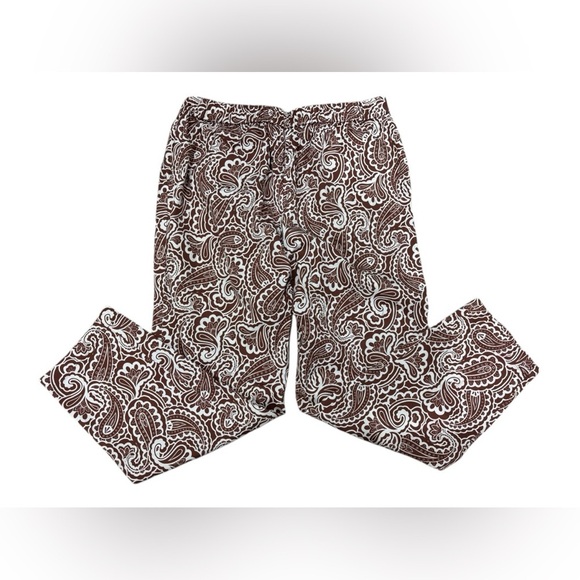 NWOT Boden Pull On Ankle Trousers Red Oak Summer Paisley Brown White Straight 10 - Picture 12 of 14